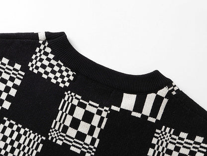 250729 New high-quality checkered couple round-neck sweaters
