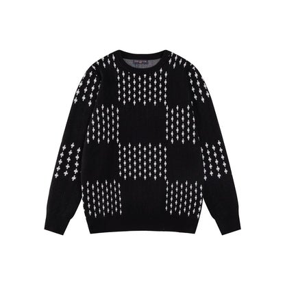 250729 New high-quality checkered couple round-neck sweaters