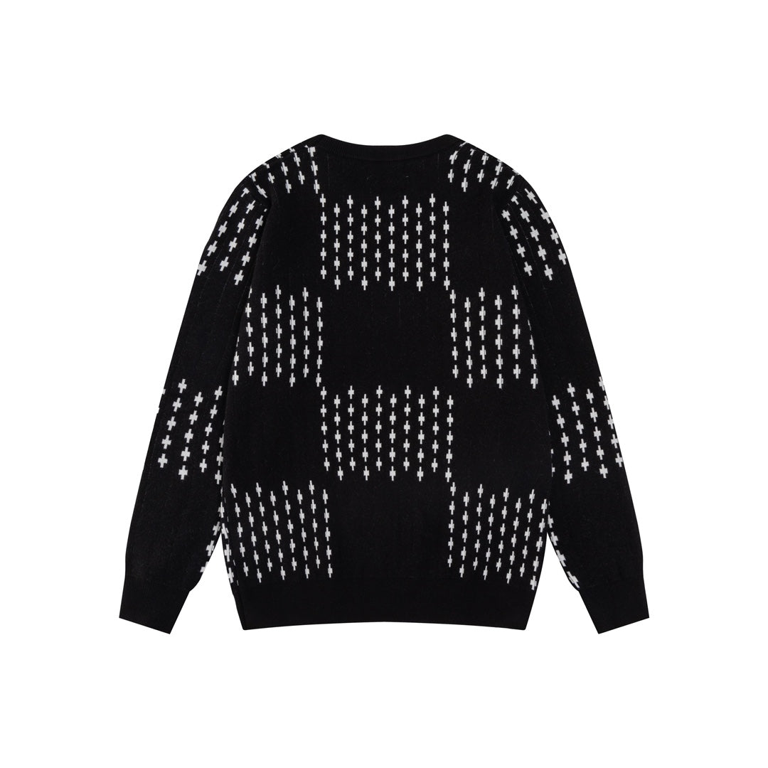 250729 New high-quality checkered couple round-neck sweaters