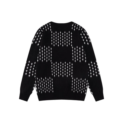 250729 New high-quality checkered couple round-neck sweaters