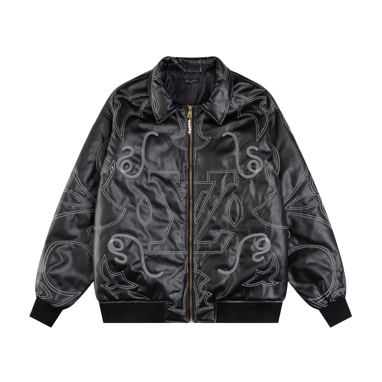 250729 New top-quality embroidered leather pilot jacket