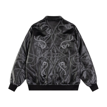 250729 New top-quality embroidered leather pilot jacket
