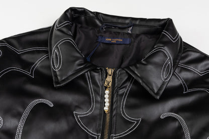 250729 New top-quality embroidered leather pilot jacket