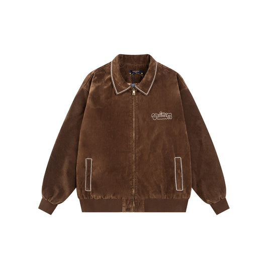 250729 New top-quality embroidered suede cowhide pilot jacket