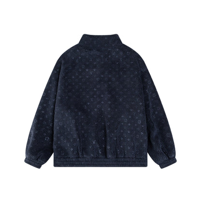250729 New top-quality dark-patterned letter jacquard custom fine imitation wool coat