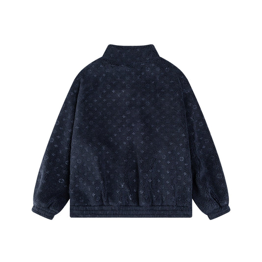 250729 New top-quality dark-patterned letter jacquard custom fine imitation wool coat