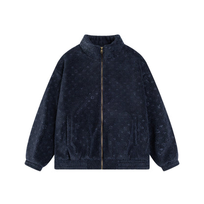 250729 New top-quality dark-patterned letter jacquard custom fine imitation wool coat