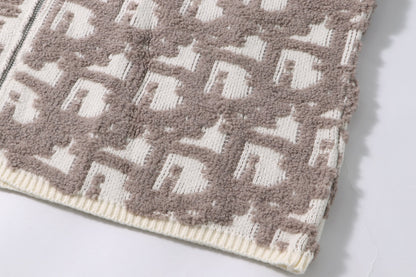 250729 New high-quality three-dimensional jacquard zipper round-neck sweater