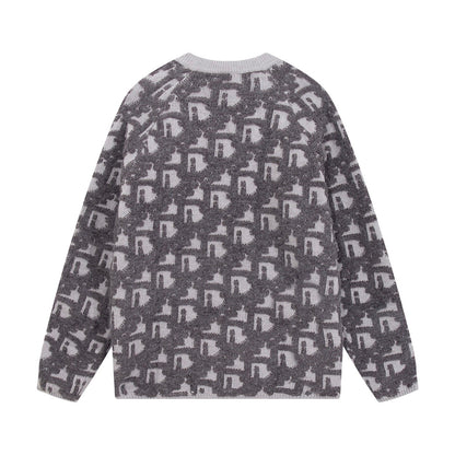 250729 New high-quality three-dimensional jacquard zipper round-neck sweater