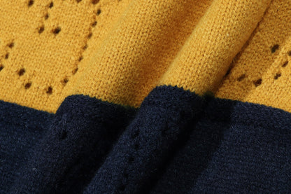 250729 New orange and black striped wool knitted round-neck sweater