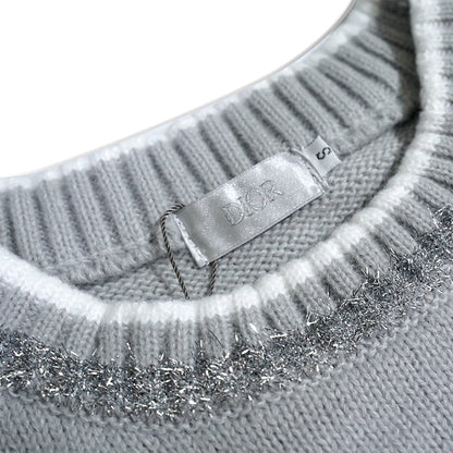 250729 New shiny letter-pasted embroidered round-neck sweater
