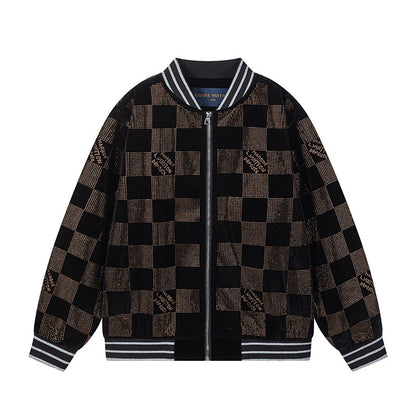 250729 New top-quality sequined velvet baseball jacket