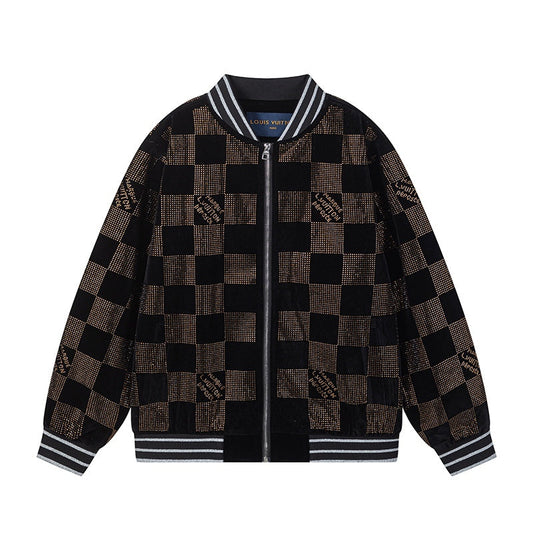 250729 New top-quality sequined velvet baseball jacket