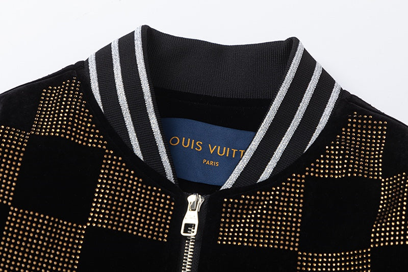 250729 New top-quality sequined velvet baseball jacket