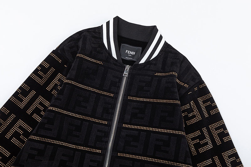 250729 New top-quality sequined velvet baseball jacket