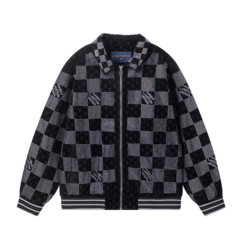 250729 New top-quality sequined velvet baseball jacket