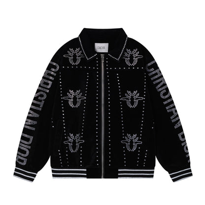 250729 New top-quality sequined velvet baseball jacket