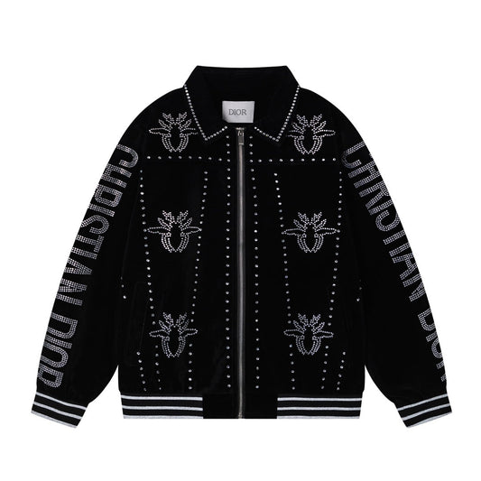 250729 New top-quality sequined velvet baseball jacket