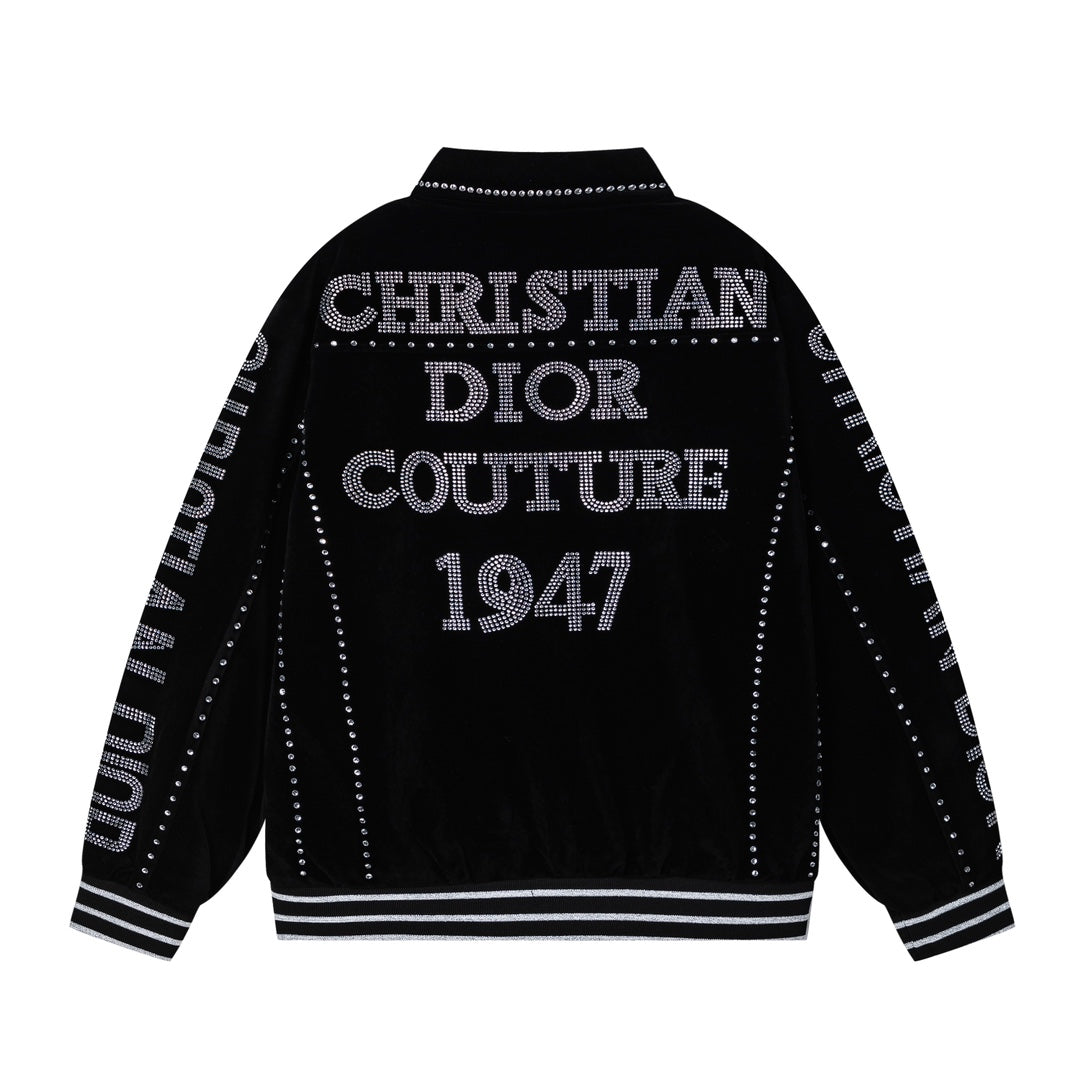 250729 New top-quality sequined velvet baseball jacket