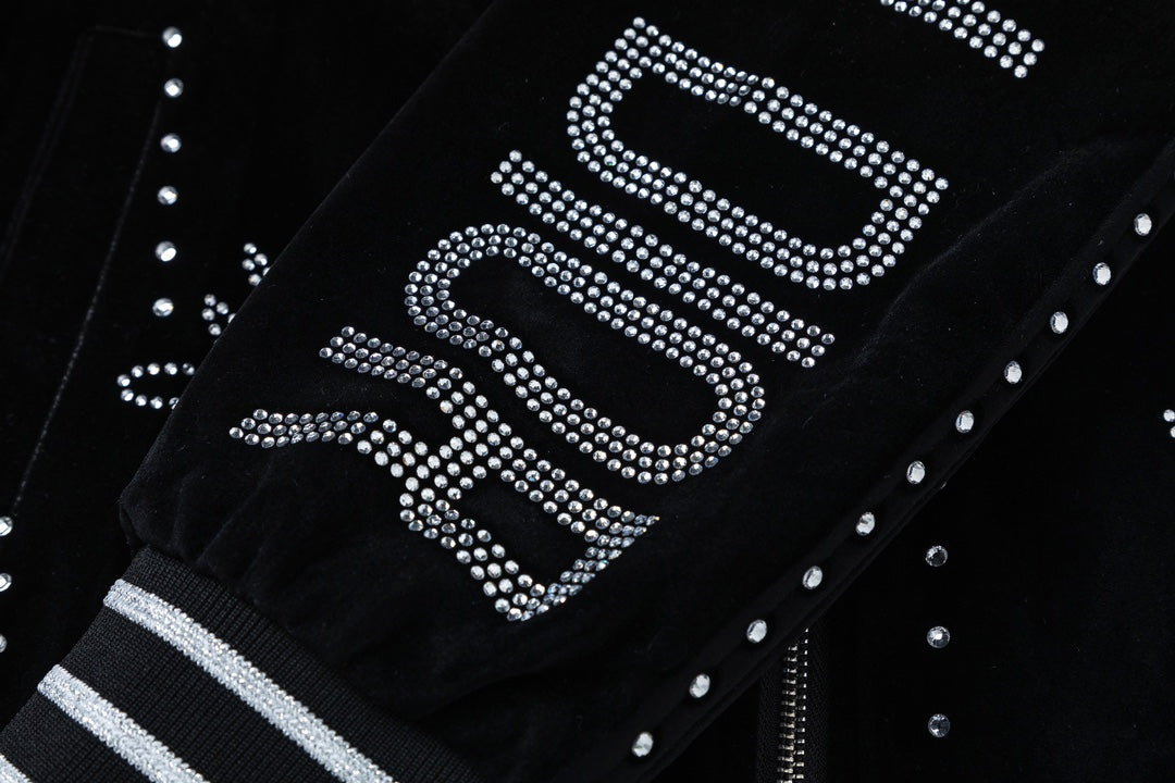 250729 New top-quality sequined velvet baseball jacket