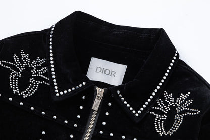 250729 New top-quality sequined velvet baseball jacket