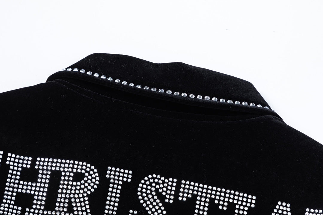 250729 New top-quality sequined velvet baseball jacket