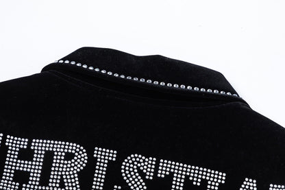 250729 New top-quality sequined velvet baseball jacket