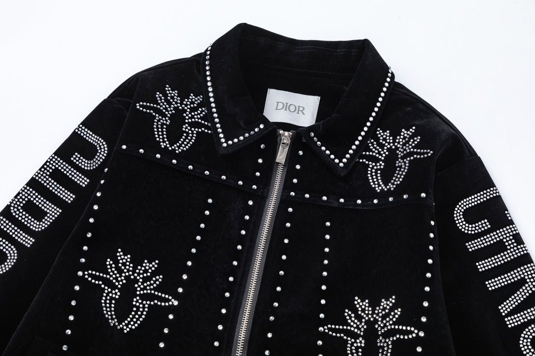 250729 New top-quality sequined velvet baseball jacket