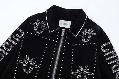 250729 New top-quality sequined velvet baseball jacket