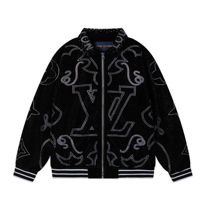 250729 New top-quality sequined velvet baseball jacket
