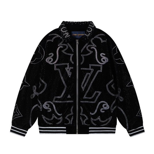 250729 New top-quality sequined velvet baseball jacket