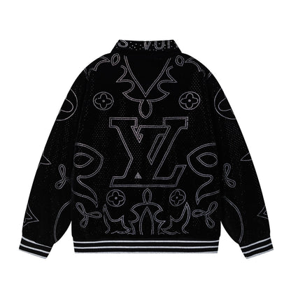 250729 New top-quality sequined velvet baseball jacket