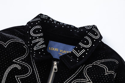 250729 New top-quality sequined velvet baseball jacket