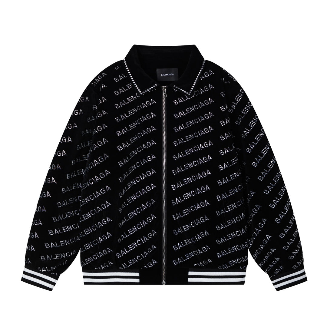 250729 New top-quality sequined velvet baseball jacket