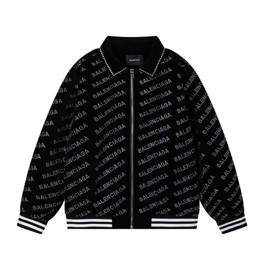 250729 New top-quality sequined velvet baseball jacket