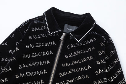 250729 New top-quality sequined velvet baseball jacket