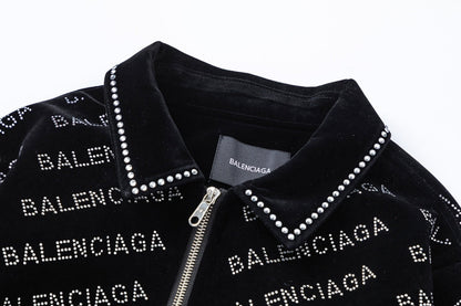 250729 New top-quality sequined velvet baseball jacket