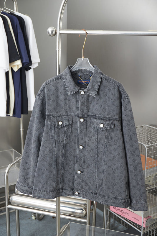250729 New heavy-duty jacquard spray-painted denim jacket