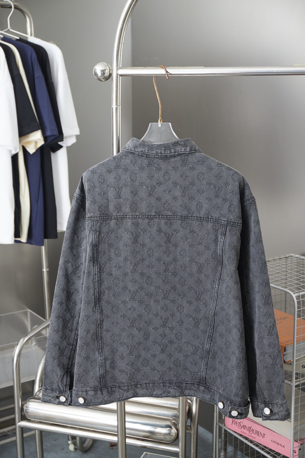 250729 New heavy-duty jacquard spray-painted denim jacket