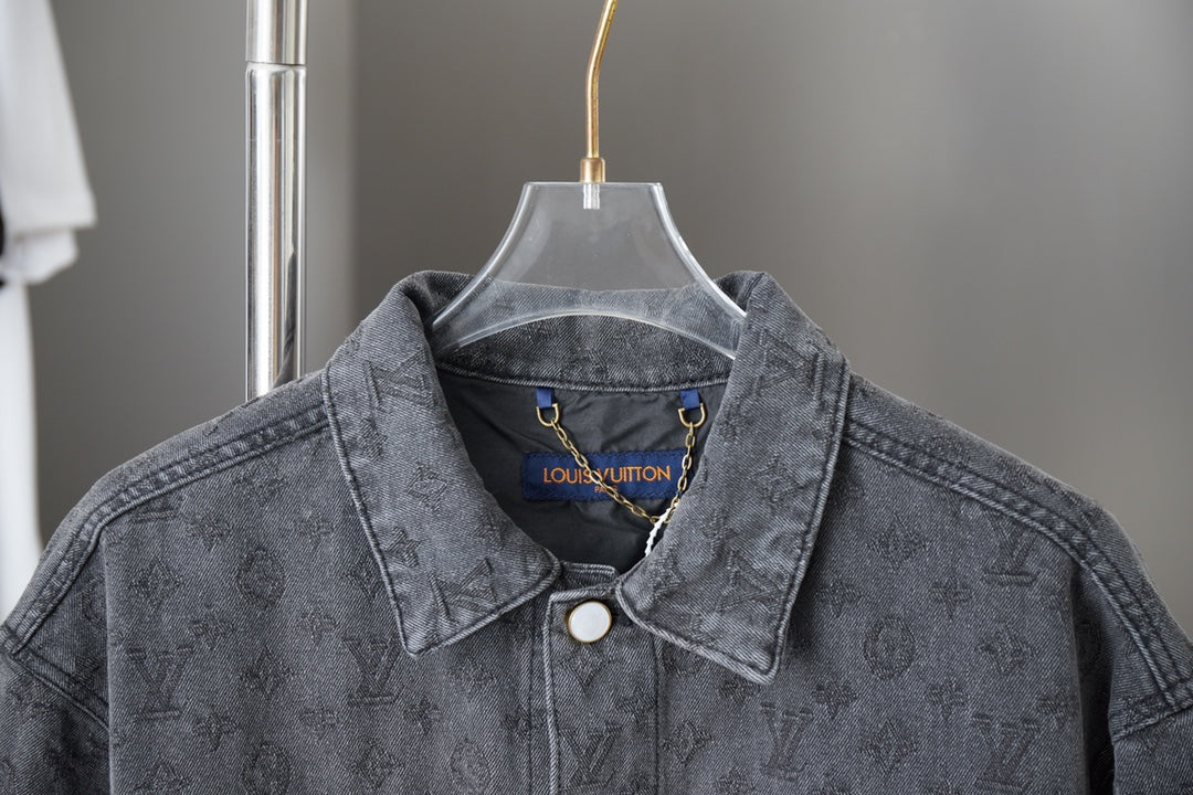250729 New heavy-duty jacquard spray-painted denim jacket