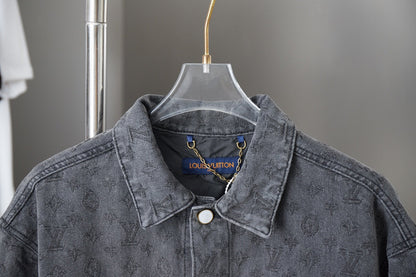 250729 New heavy-duty jacquard spray-painted denim jacket