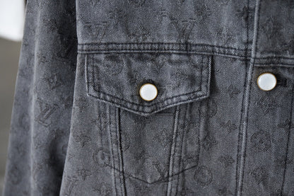 250729 New heavy-duty jacquard spray-painted denim jacket