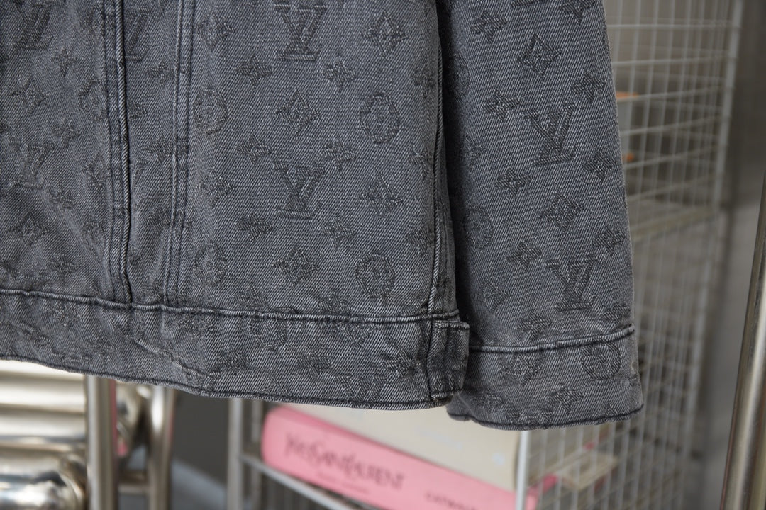 250729 New heavy-duty jacquard spray-painted denim jacket