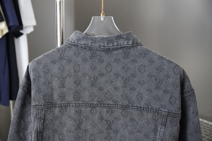 250729 New heavy-duty jacquard spray-painted denim jacket