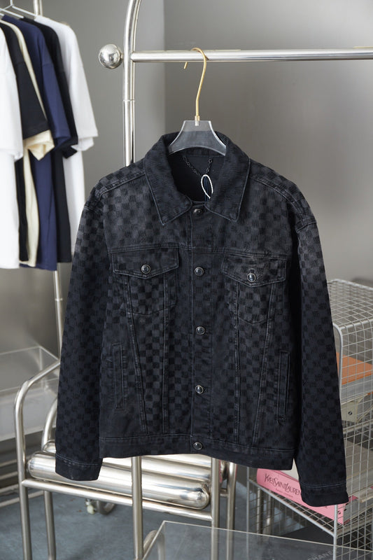 250729 New heavy-duty jacquard spray-painted denim jacket
