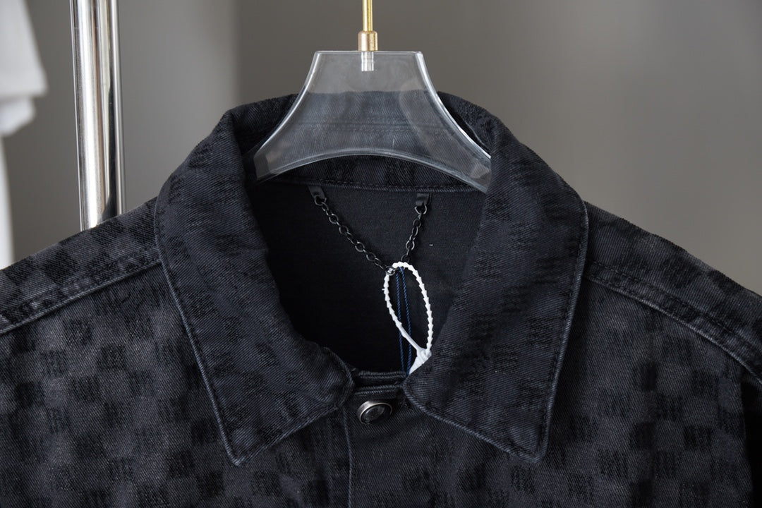 250729 New heavy-duty jacquard spray-painted denim jacket