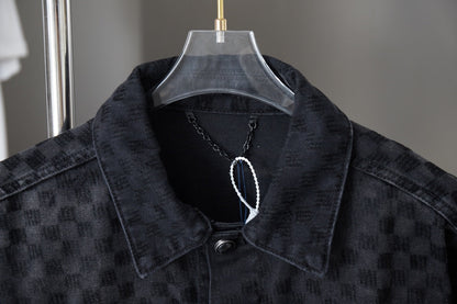 250729 New heavy-duty jacquard spray-painted denim jacket