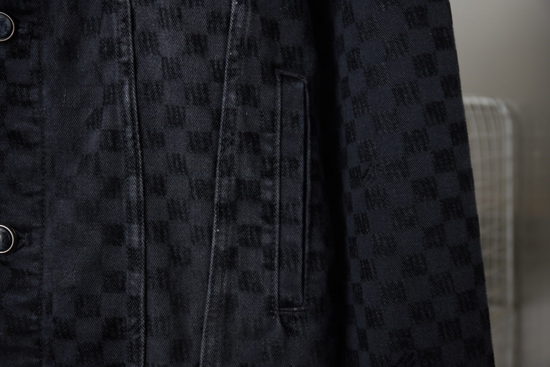 250729 New heavy-duty jacquard spray-painted denim jacket