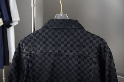250729 New heavy-duty jacquard spray-painted denim jacket