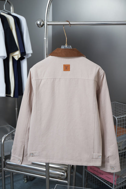 250808 New high-quality pocket hollowed-out embroidered canvas jacket